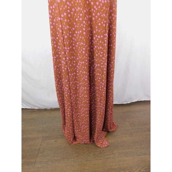 No Boundaries Dress Womens XL Rust Pink Floral Maxi Spaghetti Strap Tie Front - Picture 3 of 11